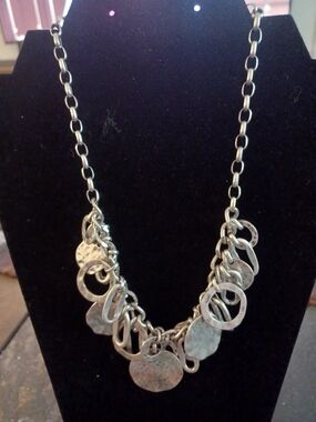 Ruby Rd. Silver-Tone Hammered Disc Charm Necklace - Women Jewelry
